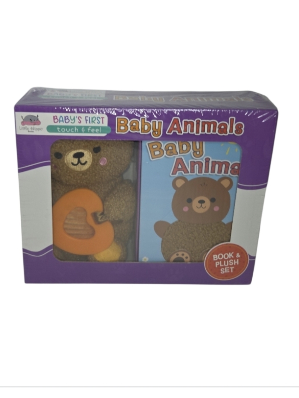 Little Hippo Books Baby's First Touch & Feel Plush Animal & Book Set NEW